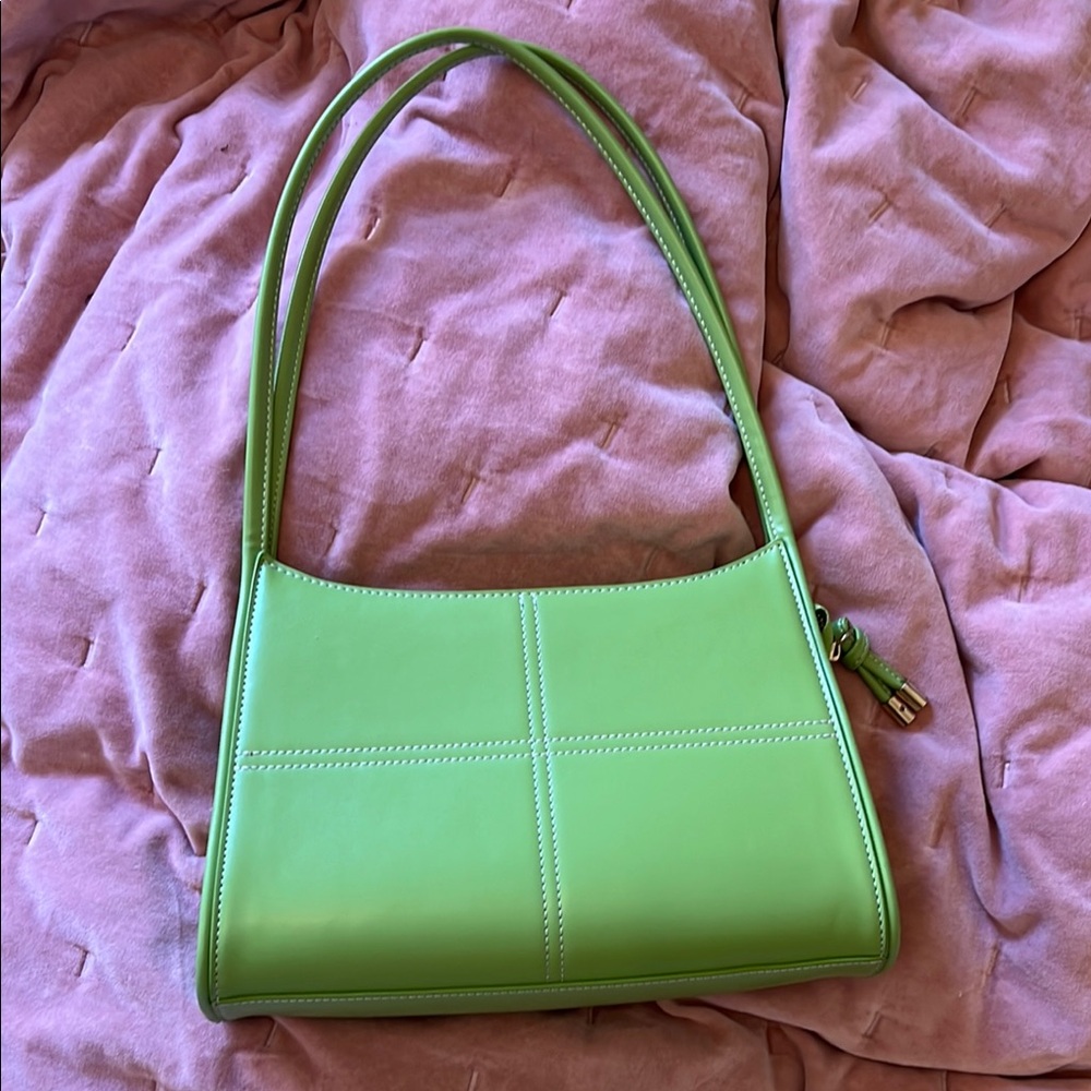 Topshop Green Leather Shoulder Bag